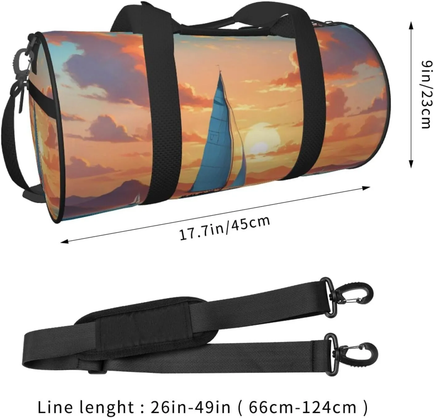 Ocean Sailing Printed Travel Bag,Round Personal Item Storage bag,Foldie Duffel Bag for Traveling Vacation,Fitness,Sports