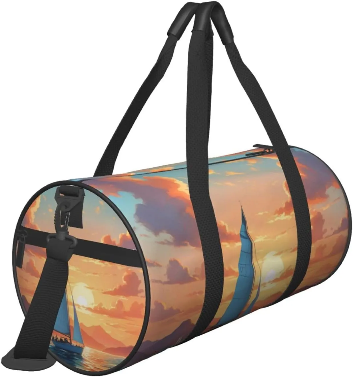 Ocean Sailing Printed Travel Bag,Round Personal Item Storage bag,Foldie Duffel Bag for Traveling Vacation,Fitness,Sports