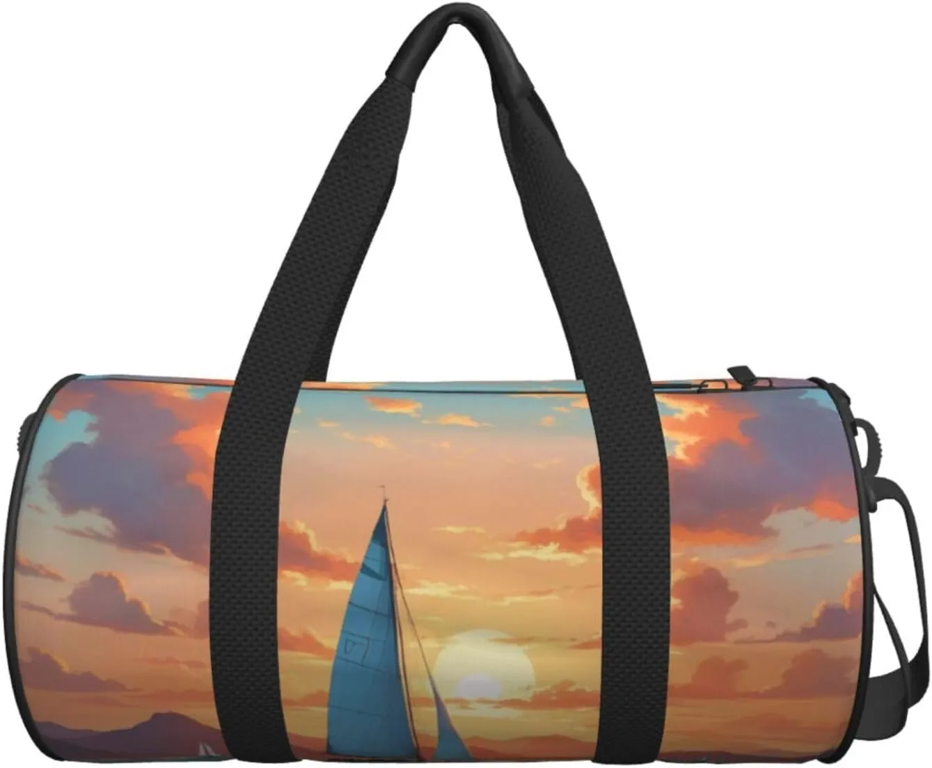 Ocean Sailing Printed Travel Bag,Round Personal Item Storage bag,Foldie Duffel Bag for Traveling Vacation,Fitness,Sports