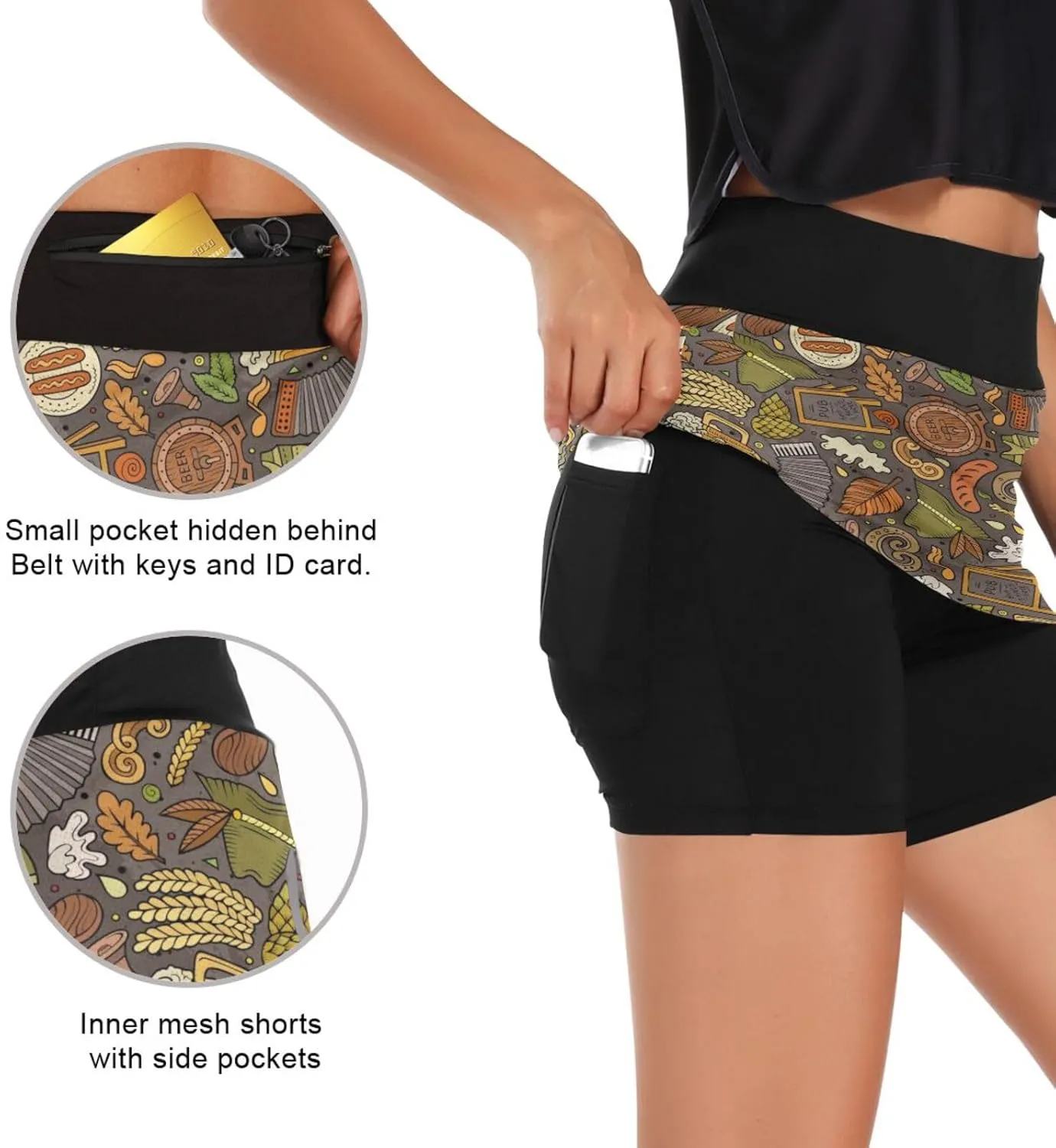 Ocean Sharks Women's Active Performance Skort Lightweight Skirt for Running Tennis Golf Workout Sports
