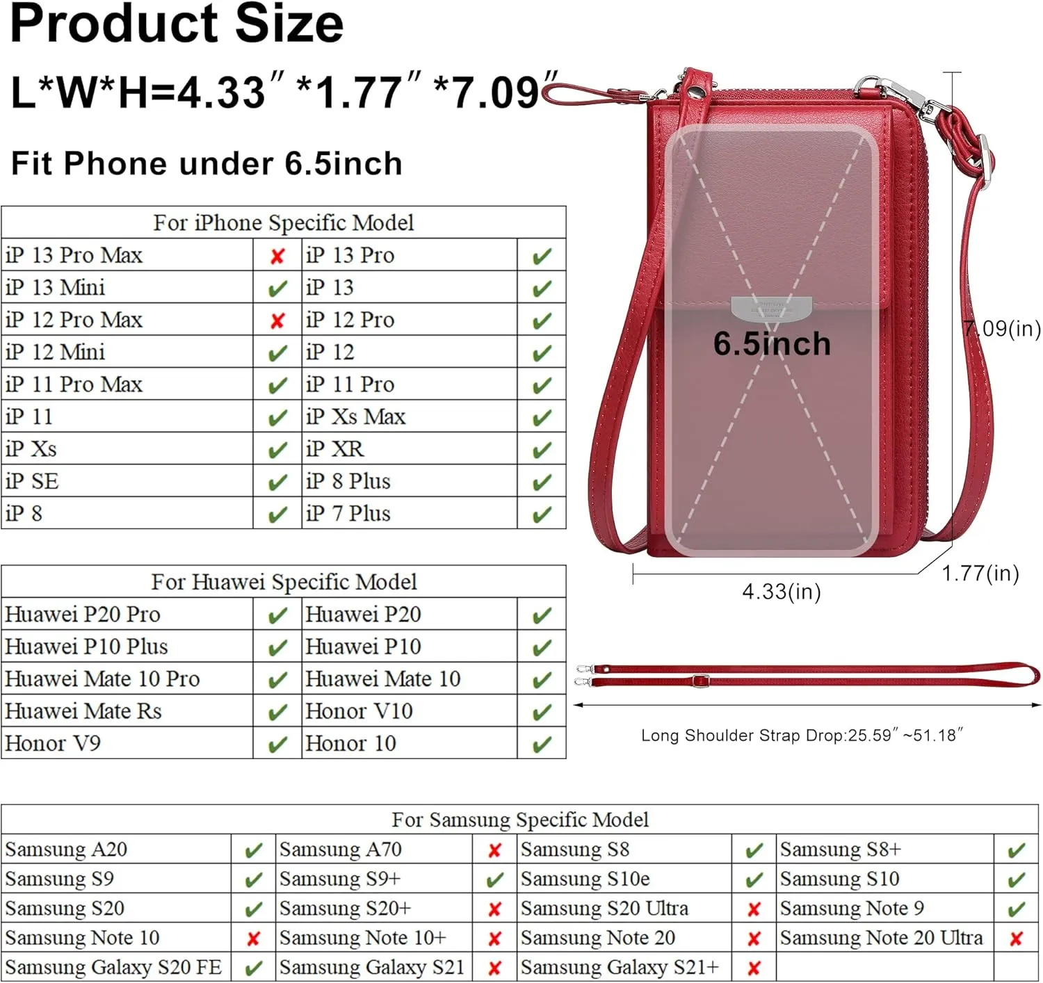 OIDERY Small Crossbody Phone Bags Cellphone Wallet Purse for Women with Credit Card Slots