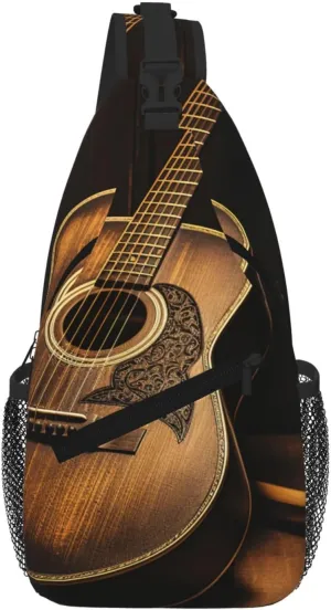 Old West Guitar Sling Bag For Women Men Travel Hiking Backpack Crossbody Shoulder Chest Bags Casual Daypack