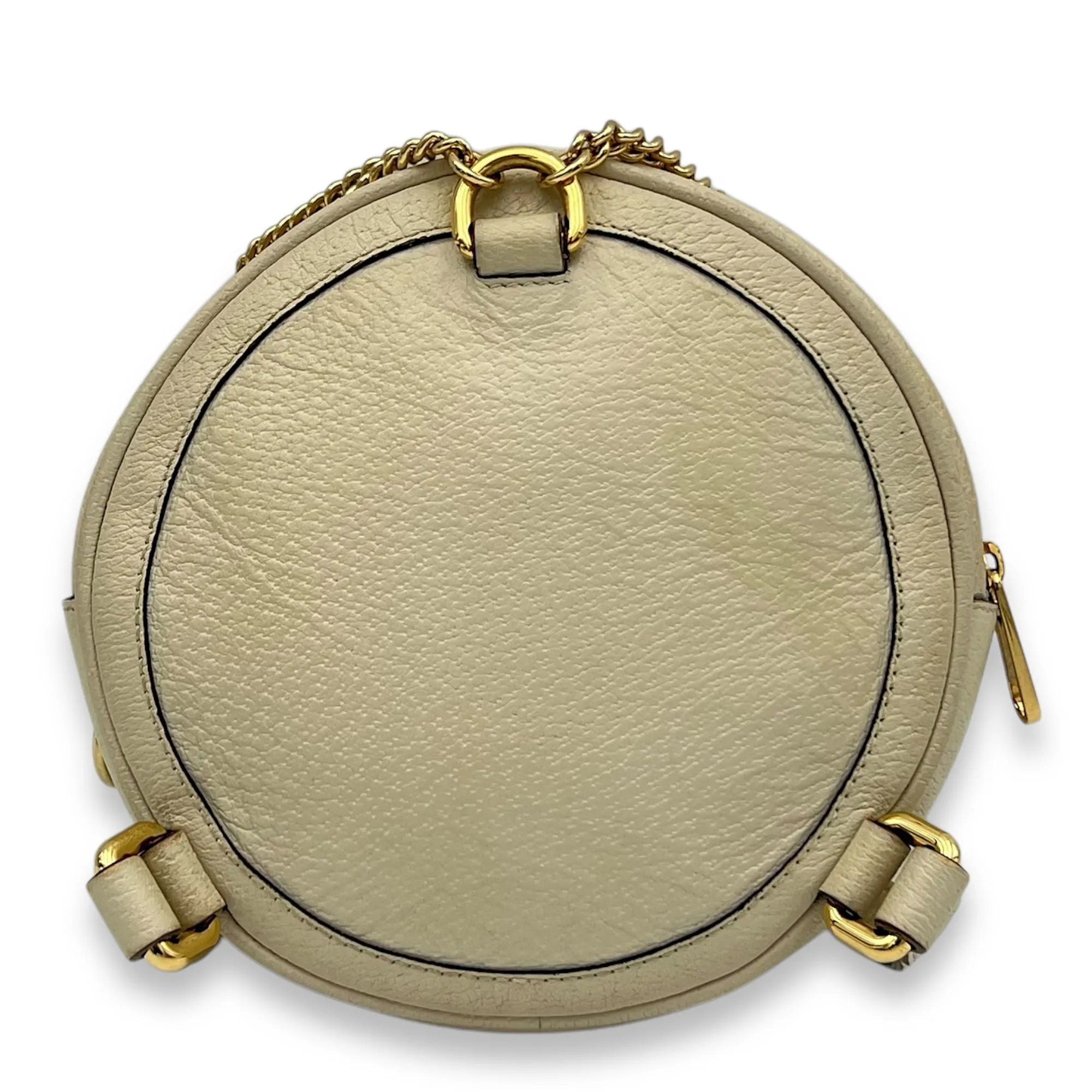 Ophidia Round Crossbody Bag White in Calfskin, Gold hardware