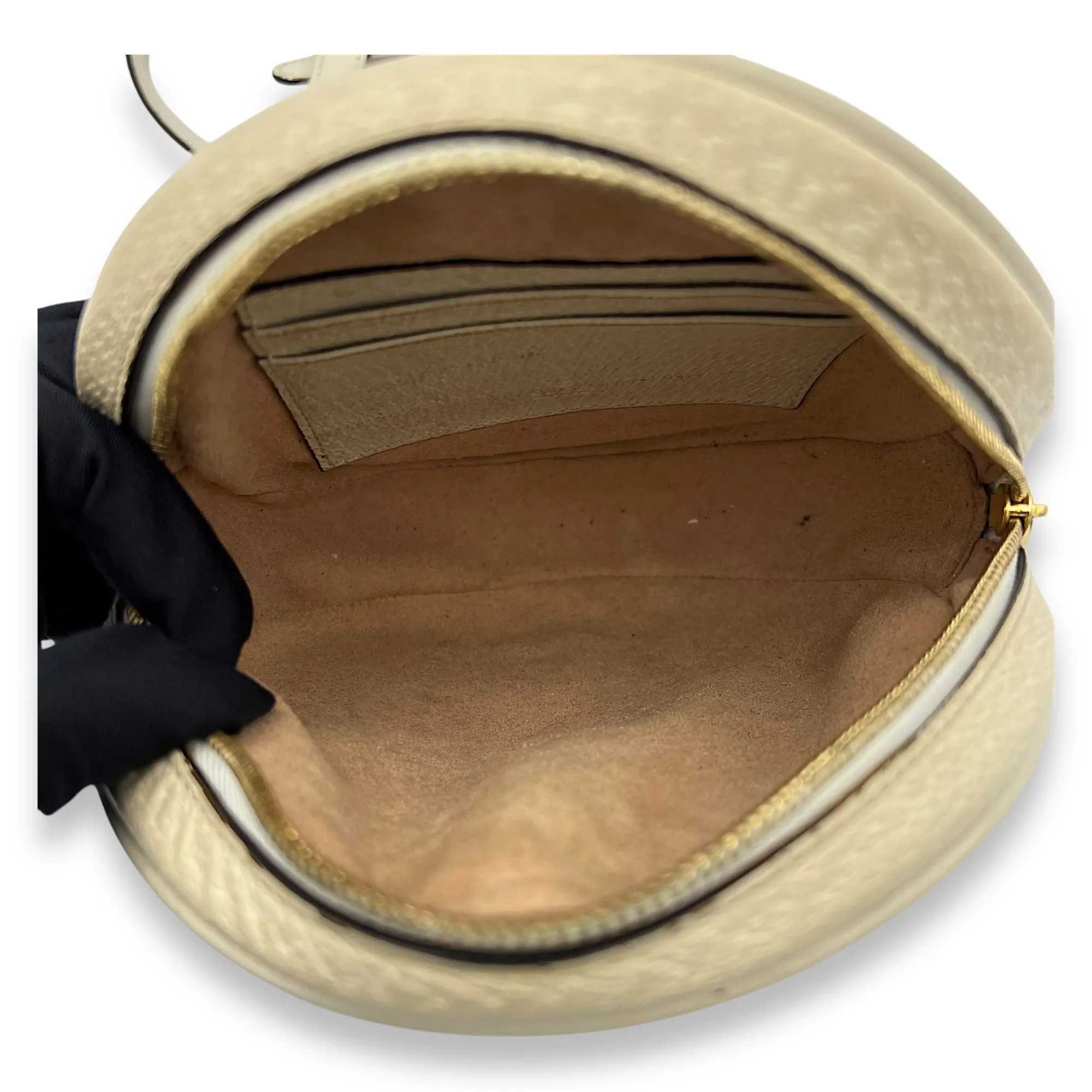 Ophidia Round Crossbody Bag White in Calfskin, Gold hardware