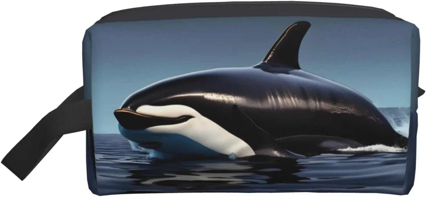 Orca Killer Whale Print Print Travel Toiletry Organizer Bag, Large Capacity Storage For Cosmetics, Toiletries
