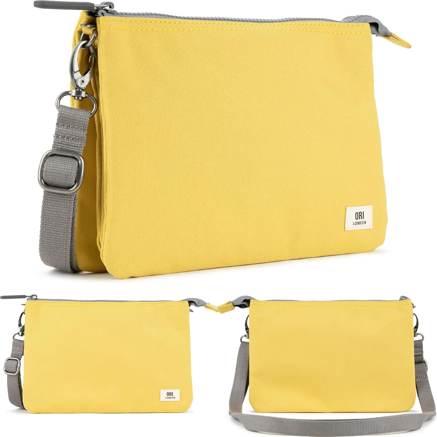 ORI LONDON Crossbody Bag - XL Slim, Chunky Zip, Removable & Adjustable Strap, & 3 Compartments - Carnaby