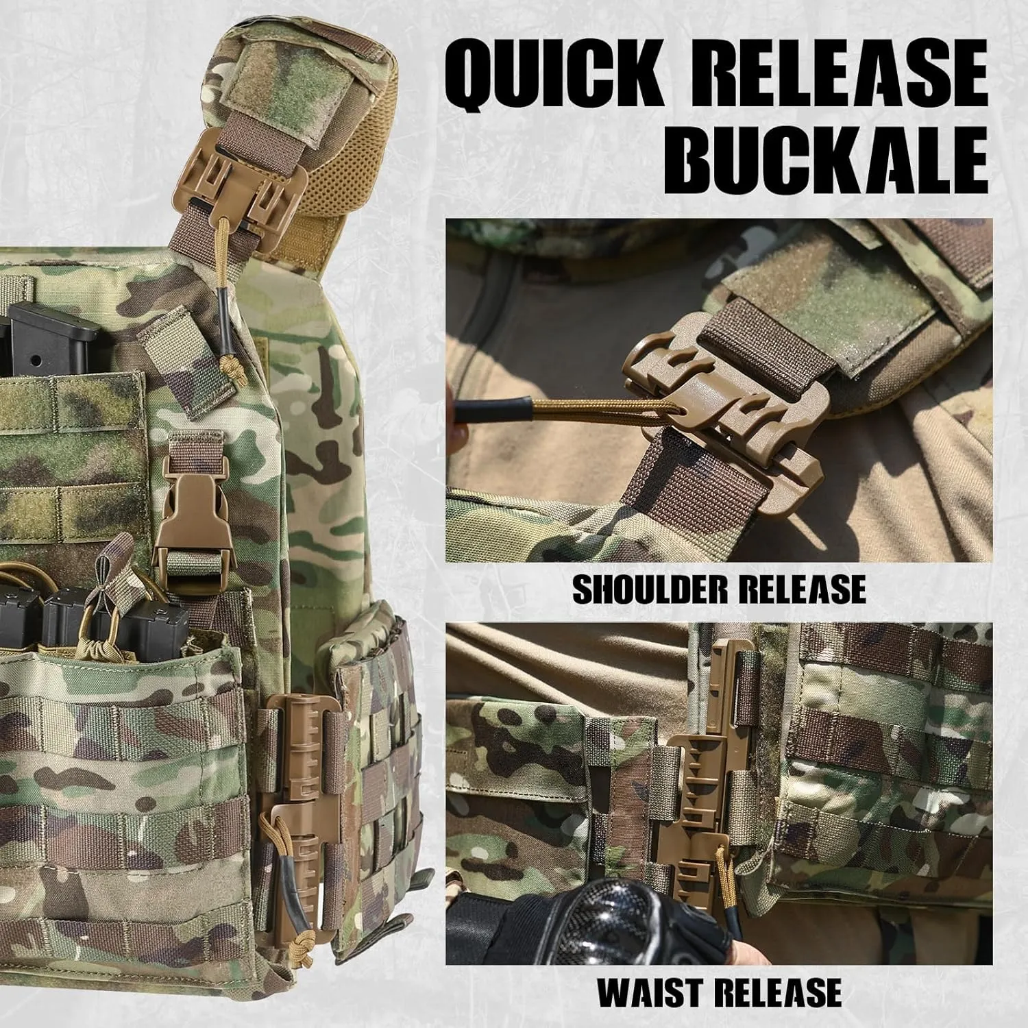 Outdoor Sports Quick Release Tactical Vest, Airsoft Vests for Paintball, Adjustable Breathable Lightweight Vest