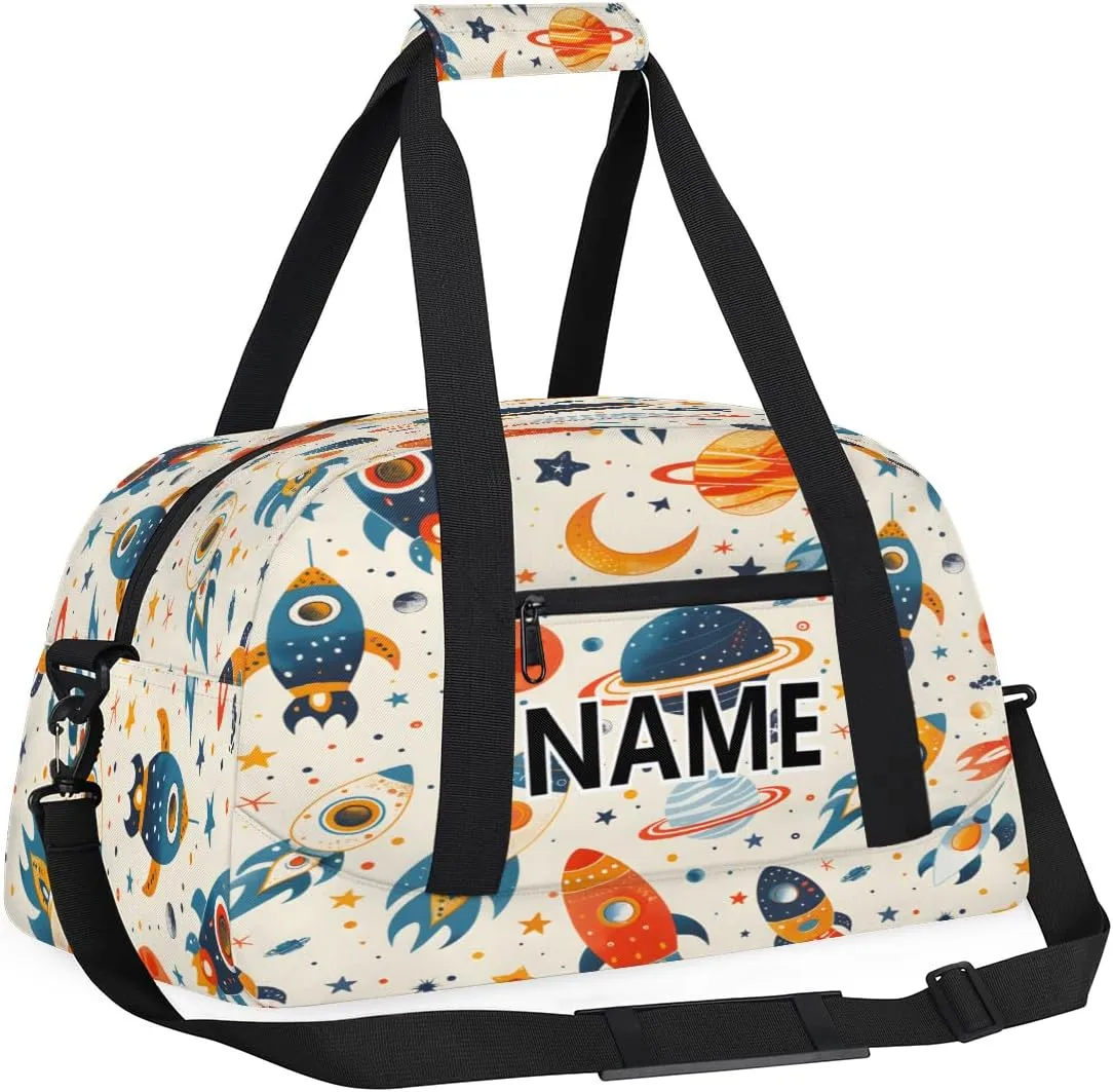 Outer Space Mini Gym Bag 18 inch for Women Men Waterproof Custom Solar System Universe Planet Travel Duffel Bag Carry On Overnight Tote Nurse Bag for Work Fitness Hiking
