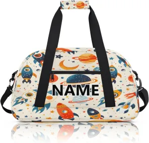 Outer Space Mini Gym Bag 18 inch for Women Men Waterproof Custom Solar System Universe Planet Travel Duffel Bag Carry On Overnight Tote Nurse Bag for Work Fitness Hiking