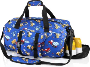 Overnight Duffel Bag, Cartoon Car Pattern Weekender Travel Bag with Shoes Compartment Zipper, Large Lightweight Waterproof Duffle Tote Workout Bags for Practice, Sport