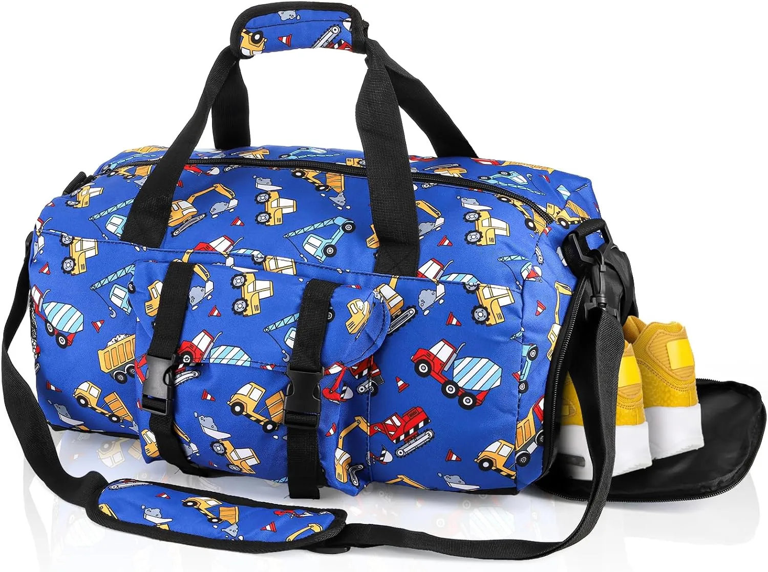 Overnight Duffel Bag, Cartoon Car Pattern Weekender Travel Bag with Shoes Compartment Zipper, Large Lightweight Waterproof Duffle Tote Workout Bags for Practice, Sport