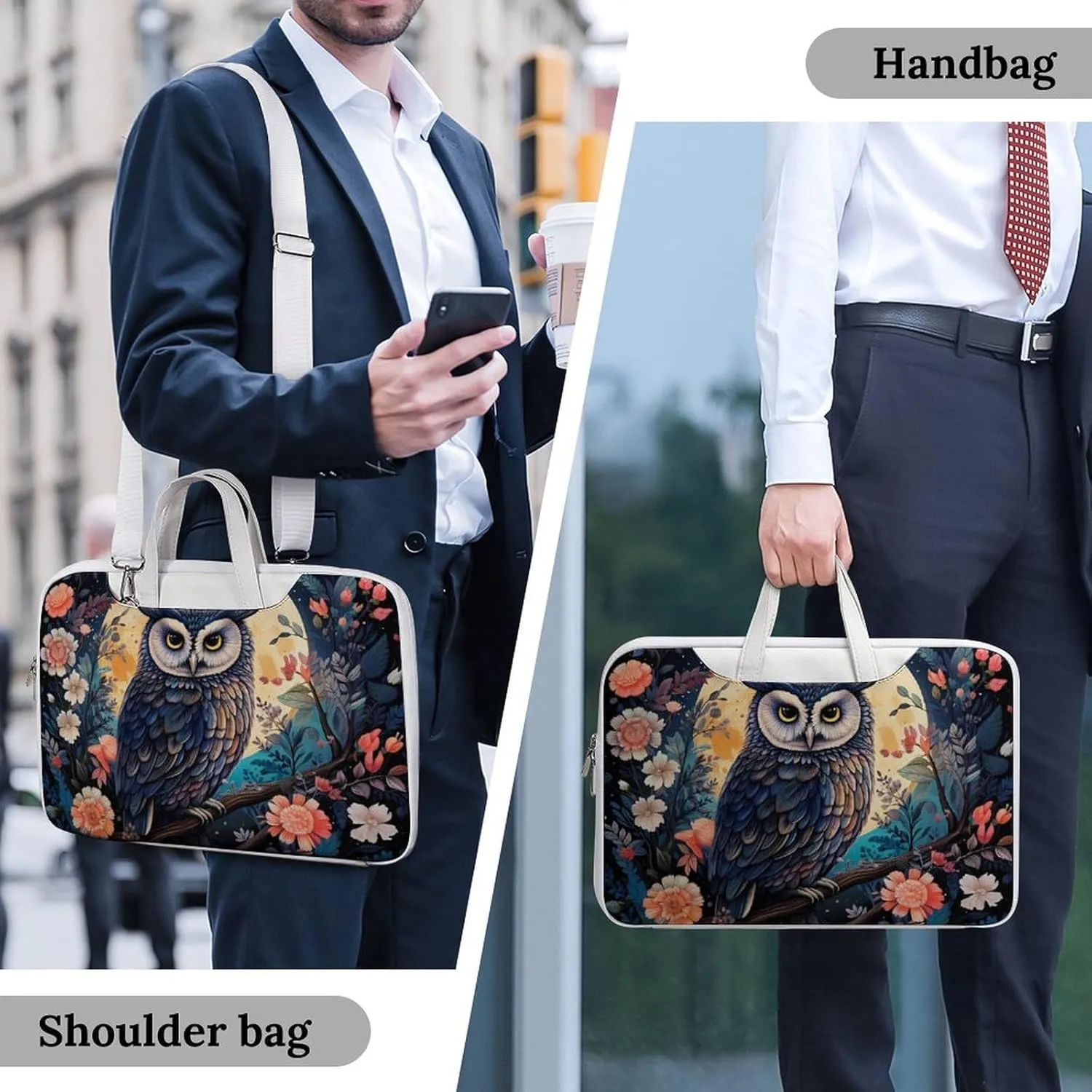 Owe Flower Full Moon Printed Laptop Sleeve Case Lightweight Computer Carrying Bag for Men Women Work Travel