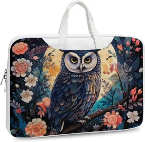Owe Flower Full Moon Printed Laptop Sleeve Case Lightweight Computer Carrying Bag for Men Women Work Travel