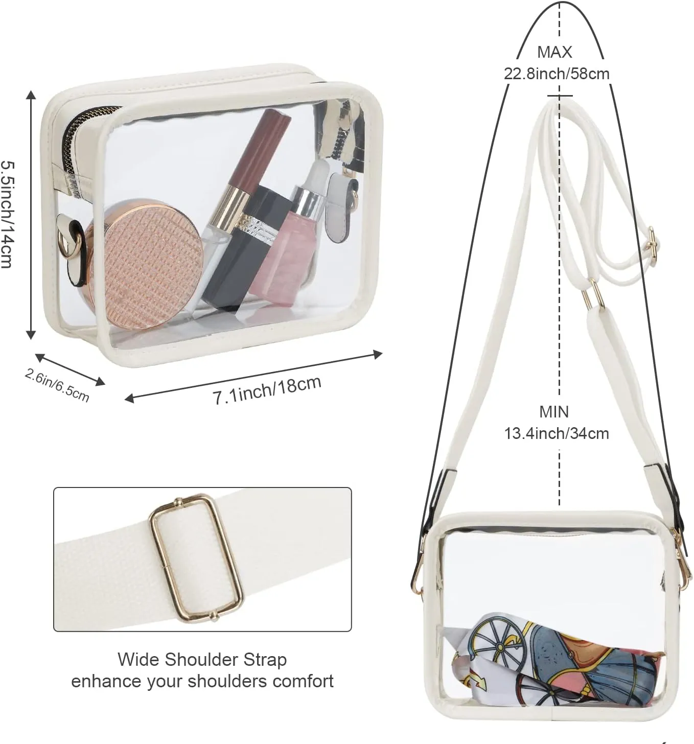 Oweisong Clear Bag for Stadium Events Women Stadium Approved Crossbody Bag Clear Purse Concert Sport Shoulder Handbag