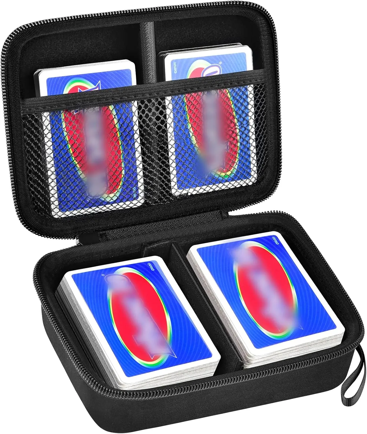 PAIYULE Hard Case Compatible with Phase 10 Card Game/for Skip Bo/for TACO/for Unstable. Fits up to 360 Cards. Includes 2 Removable Divider (Black)- Case Only