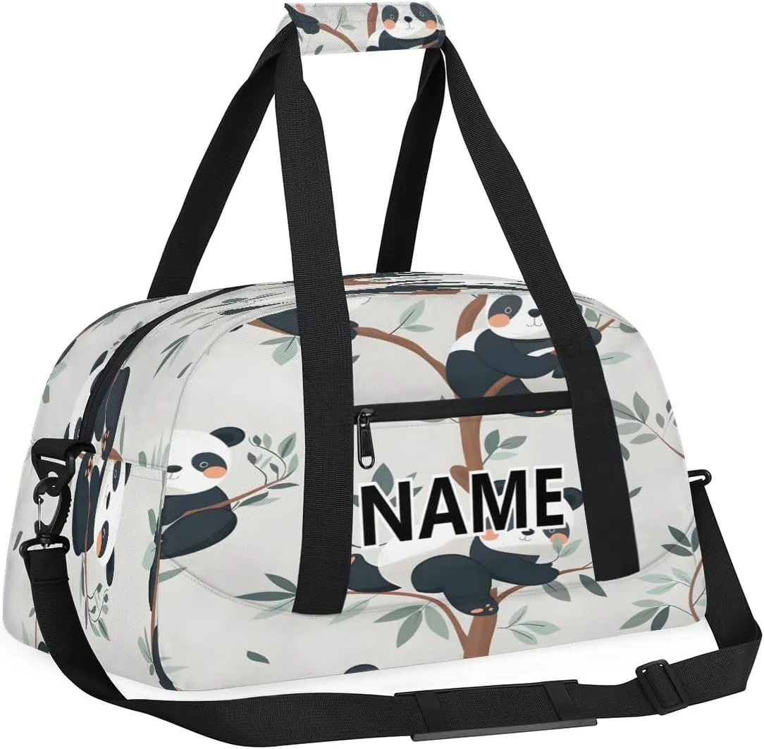 Panda Mini Gym Bag 18 inch for Women Men Waterproof Custom Cute Cartoon Panda Travel Duffel Bag Carry On Overnight Tote Nurse Bag for Work Fitness Hiking