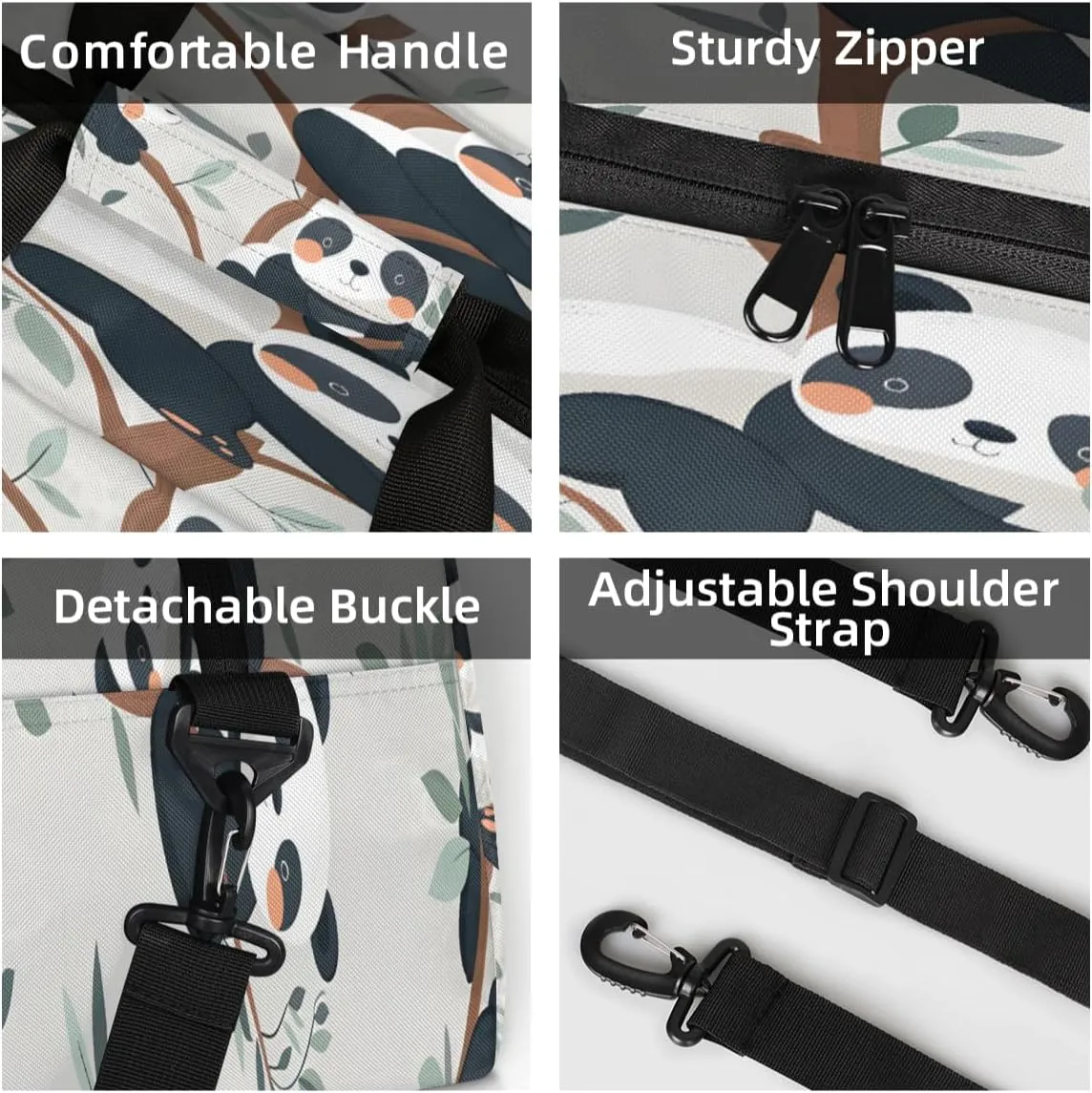 Panda Mini Gym Bag 18 inch for Women Men Waterproof Custom Cute Cartoon Panda Travel Duffel Bag Carry On Overnight Tote Nurse Bag for Work Fitness Hiking