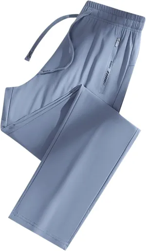 Pants for Women Fashion Ice Silk Quick Dry Breathable Casual Pant Elastic Waist Sports Cuffed Trousers with Pockets