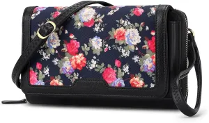 Peacocktion Crossbody Wristlet Wallets for Women RFID Vegan Leather Cross Body Cell Phone Purses with Zipper