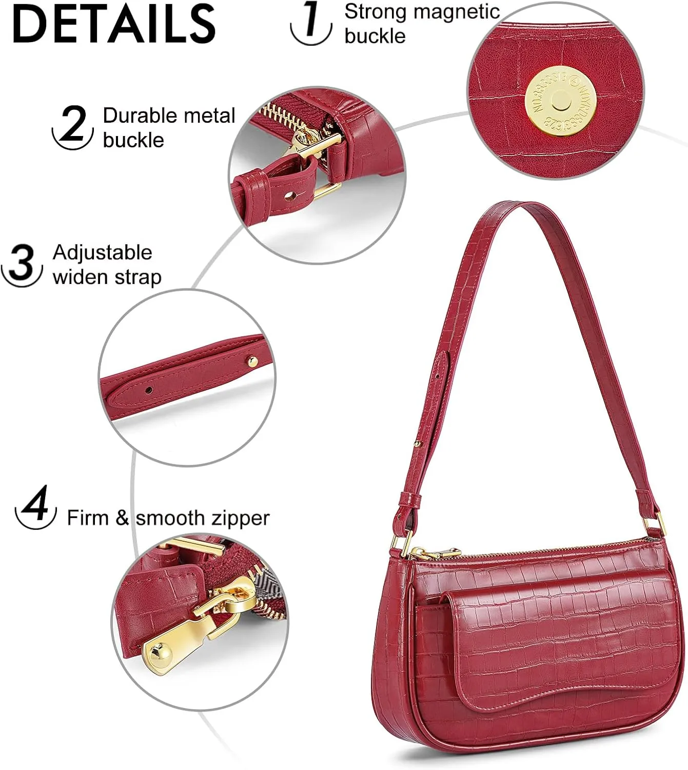 Peacocktion Shoulder Bag for Women Trendy Small Vegan Leather Crossbody Purses Handbags