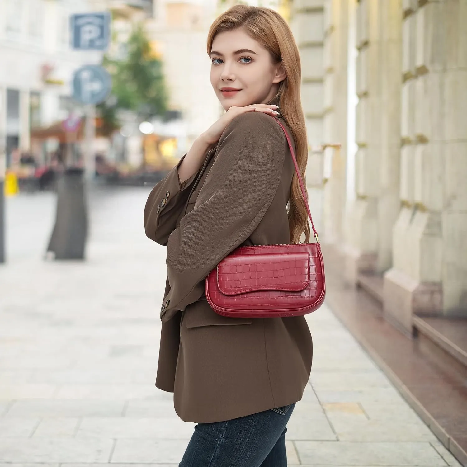 Peacocktion Shoulder Bag for Women Trendy Small Vegan Leather Crossbody Purses Handbags