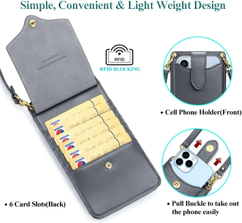 Peacocktion Small Crossbody Cell Phone Purse for Women, Lightweight Mini Small Crossbody Bags for Women with Card Slots