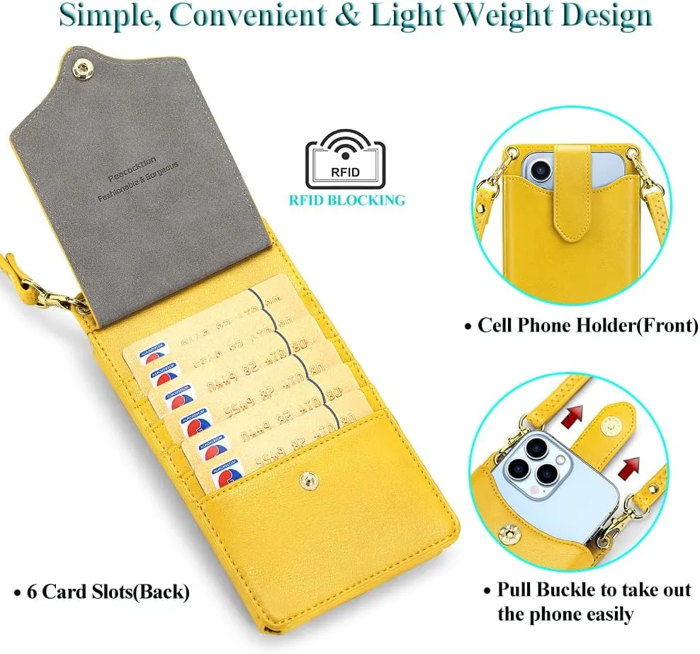 Peacocktion Small Crossbody Cell Phone Purse for Women, Lightweight Mini Small Crossbody Bags for Women with Card Slots