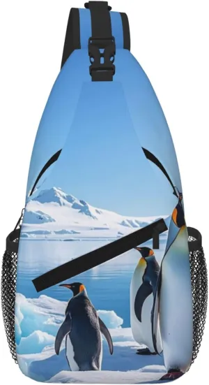 Penguin Antarctica Ice Sling Bag For Women Men Travel Hiking Backpack Crossbody Shoulder Chest Bags Casual Daypack