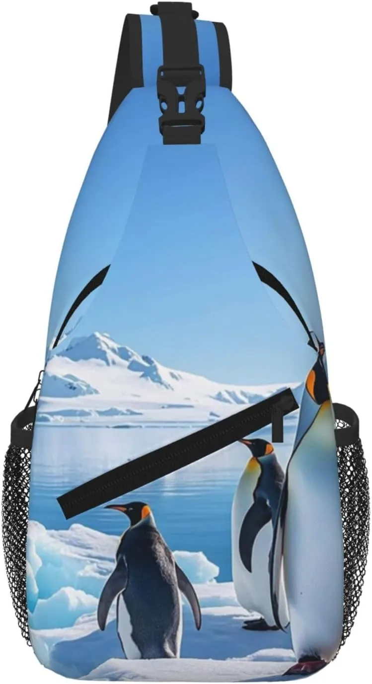 Penguin Antarctica Ice Sling Bag For Women Men Travel Hiking Backpack Crossbody Shoulder Chest Bags Casual Daypack