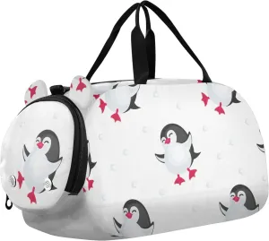 Penguins Pattern Gym Travel Duffel Bag with Shoe Compartment for Boys Girls - Gymnastics Sports Dance Football Travel Bag Teens Weekender Sleepover