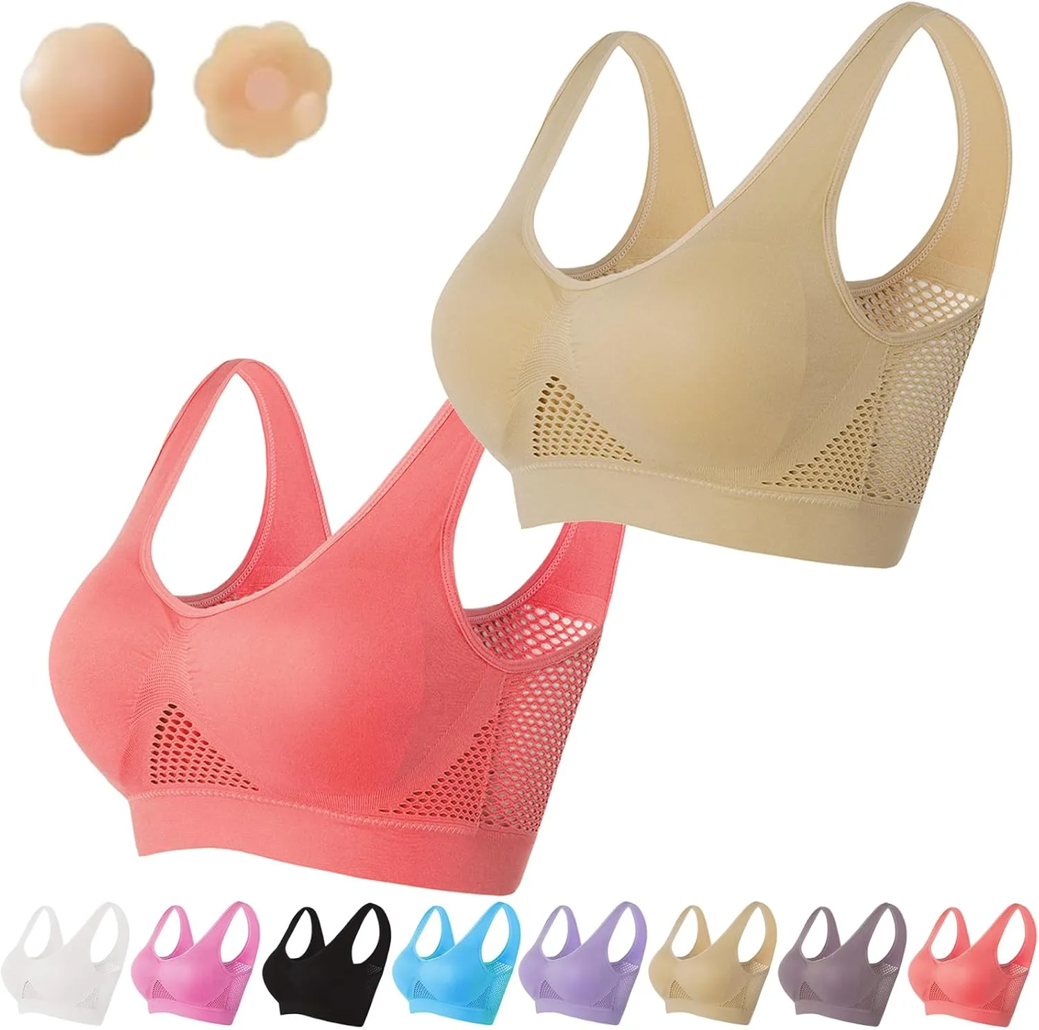 Pepepo Anti Sagging Bra, Breathable Anti-Sagging Breasts Bra, Support Sports Wireless Comfort Liftup