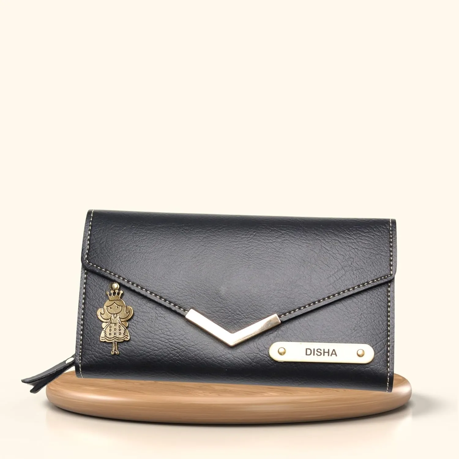 Personalized Lady Wallet | Customized Ladies Pure with Name & Charm | Gift Purse for Women & Girls Customized Women's Wallet, Black, Classic