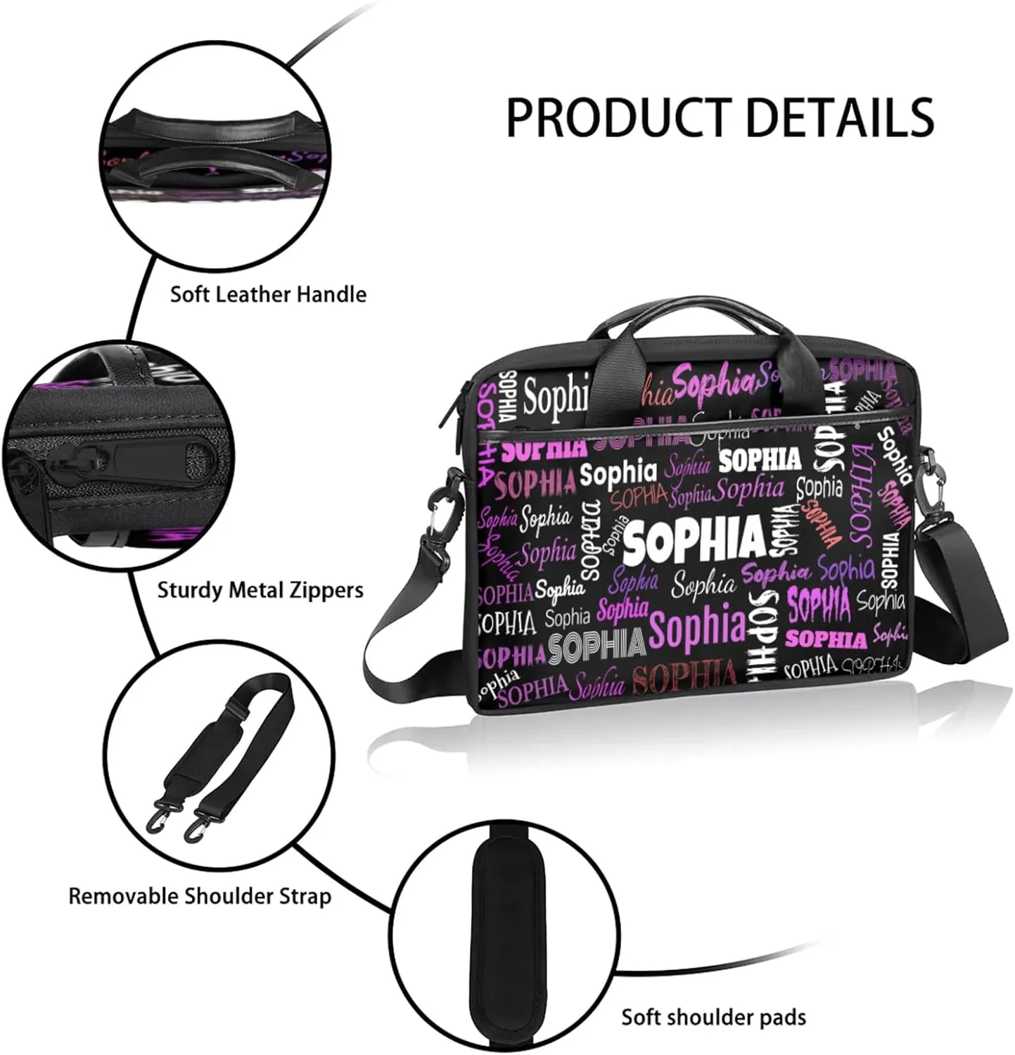Personalized Name Laptop Bags, Custom Text Laptop Case Shoulder Bag, Computer Bags