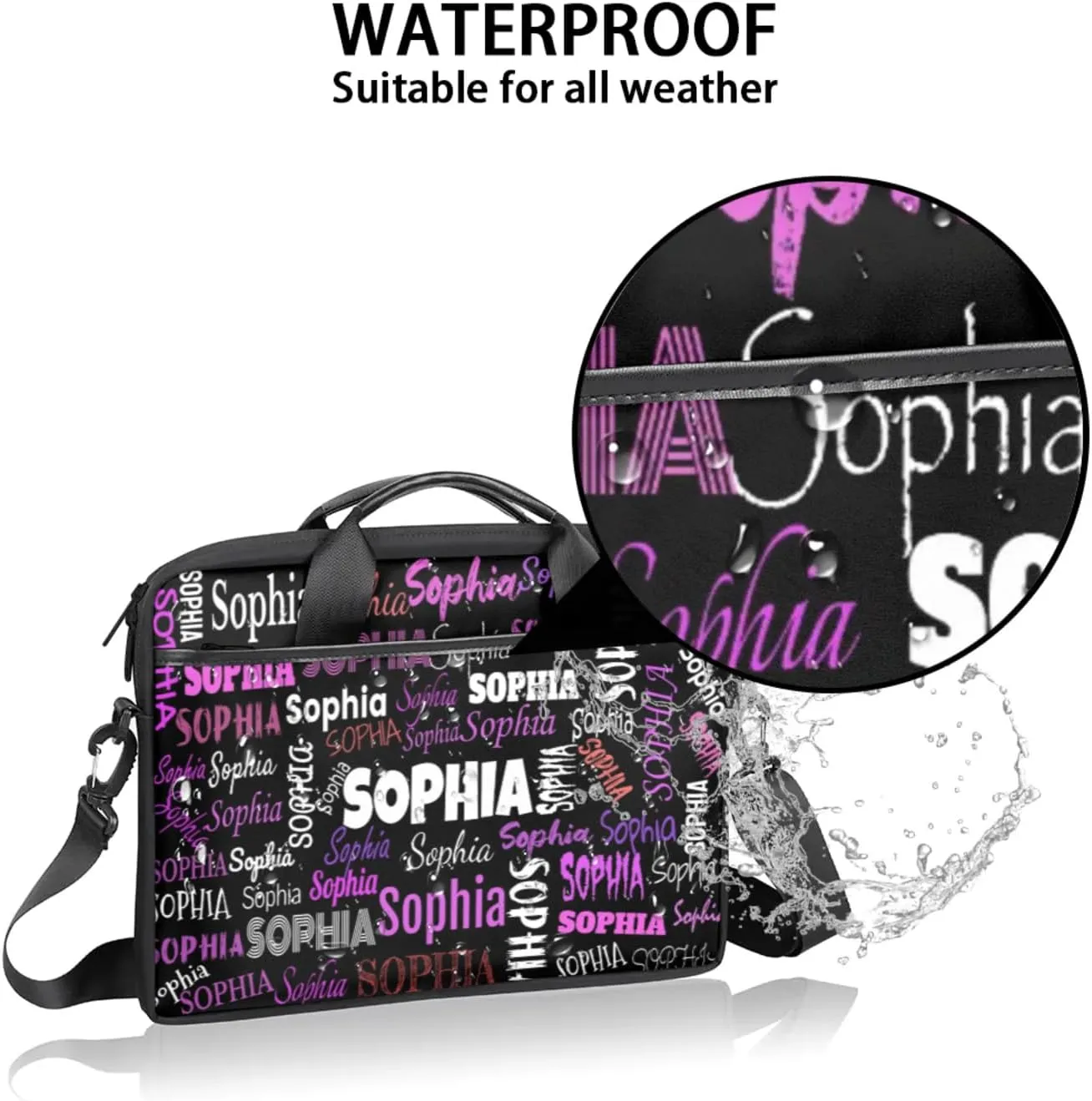 Personalized Name Laptop Bags, Custom Text Laptop Case Shoulder Bag, Computer Bags