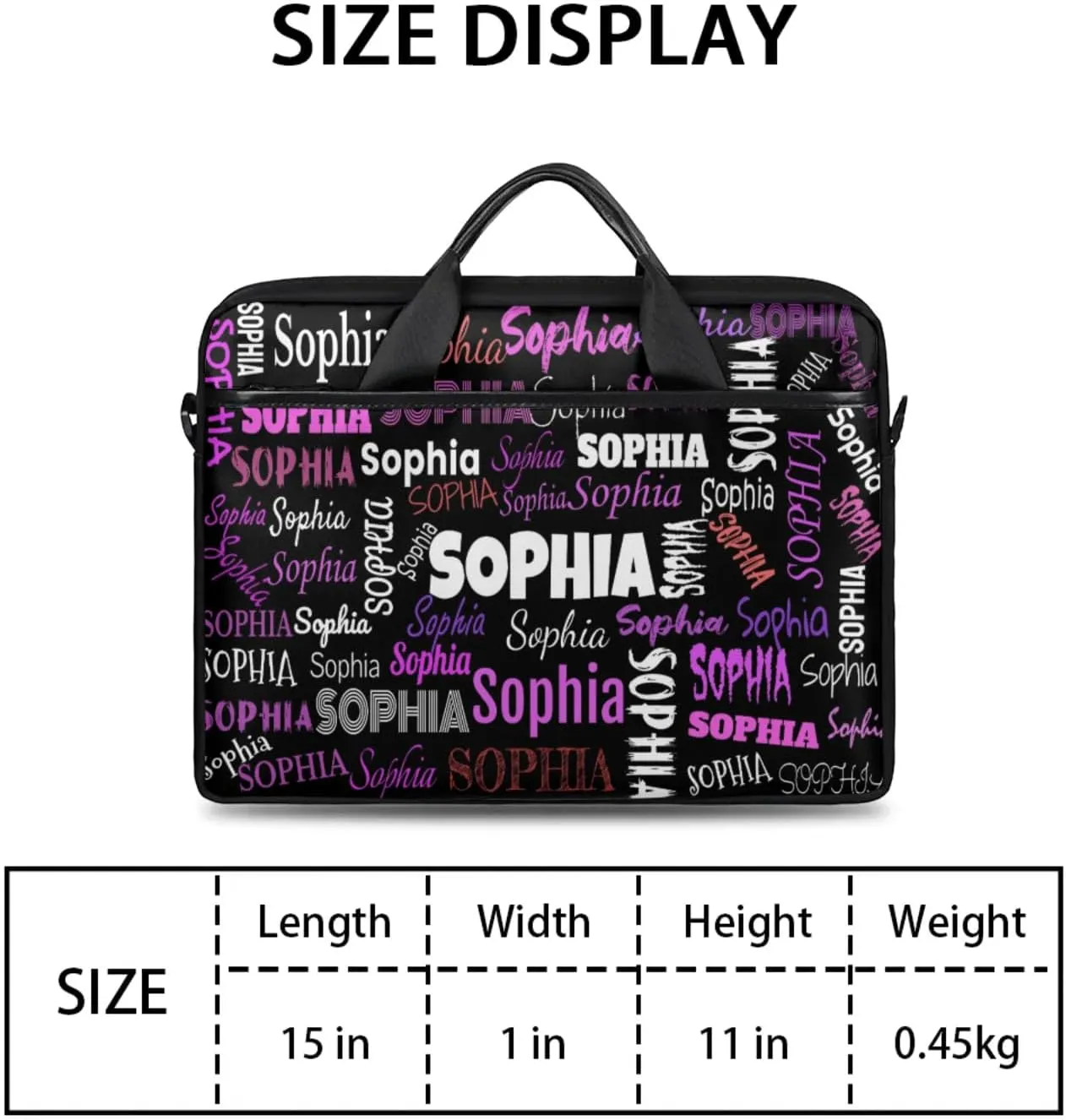 Personalized Name Laptop Bags, Custom Text Laptop Case Shoulder Bag, Computer Bags