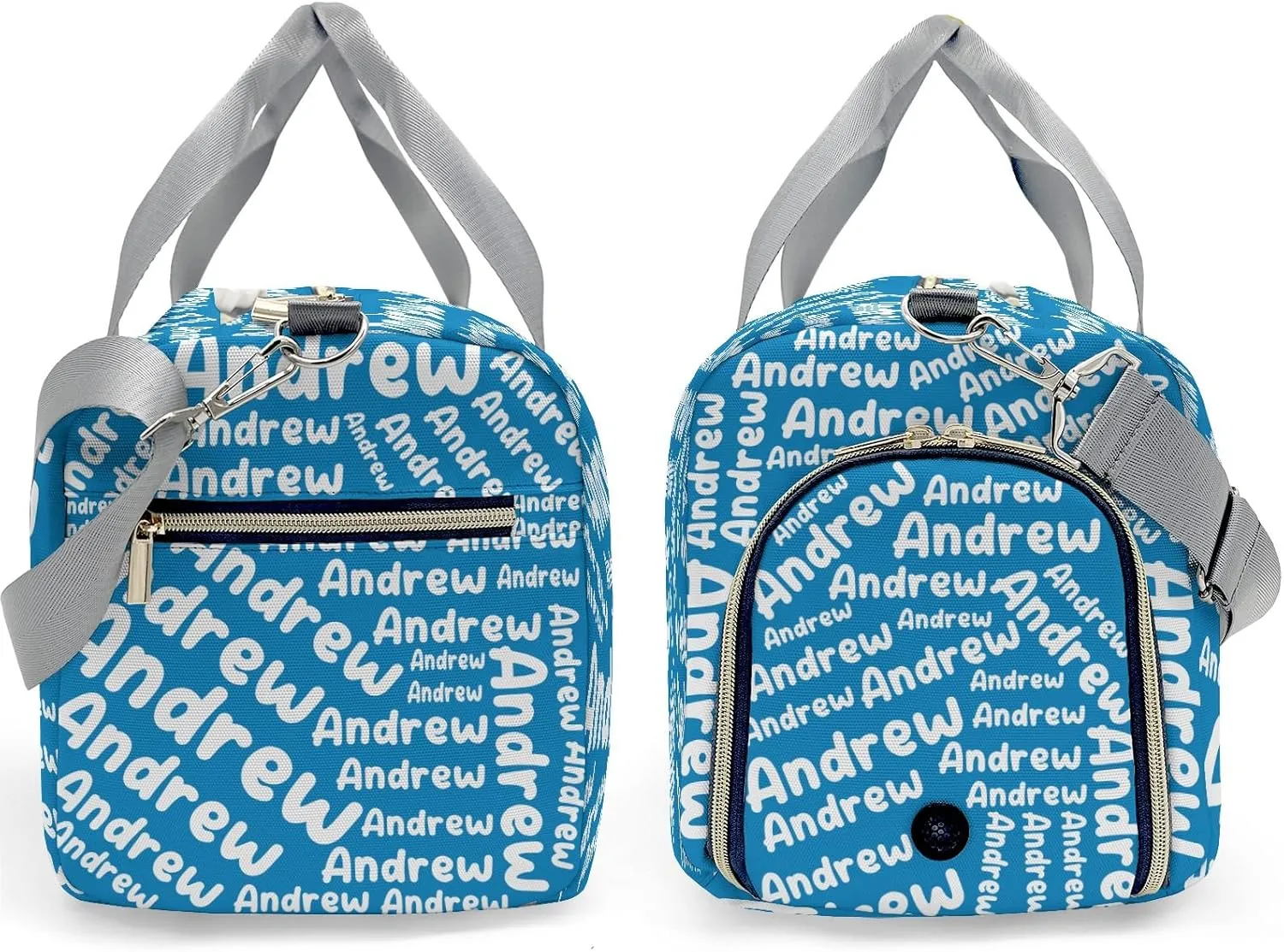 Personalized Sports Gym Bag Weekender Overnight Bags Light Blue Customized Travel Duffel Bag with Name Waterproof Luggage Bag for Women