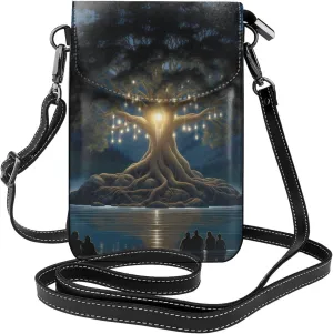 PHAYAH Ancient Tree Of Wisdom Small Crossbody Phone Bags For Women Leather Cell Phone Purse Wallet