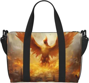 Phayah Red Flame Phoenix Travel Duffel Bag Handbag Carry-On Luggage Bag Overnight Foldable Unisex Airline Travel Personal Items Bag