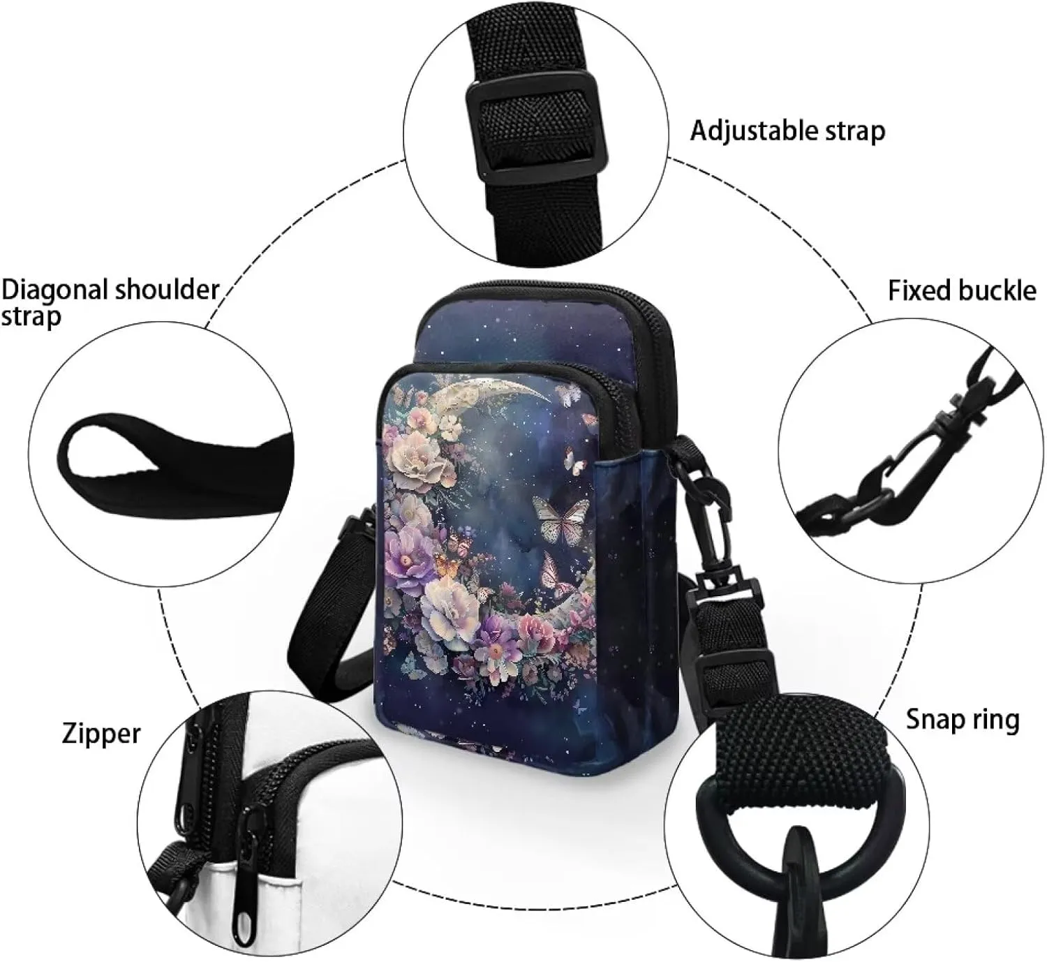 Phone Bag Purse Wallet Crossbody Bag Lightweight Roomy Pockets Smartphone Sports Armband Bag