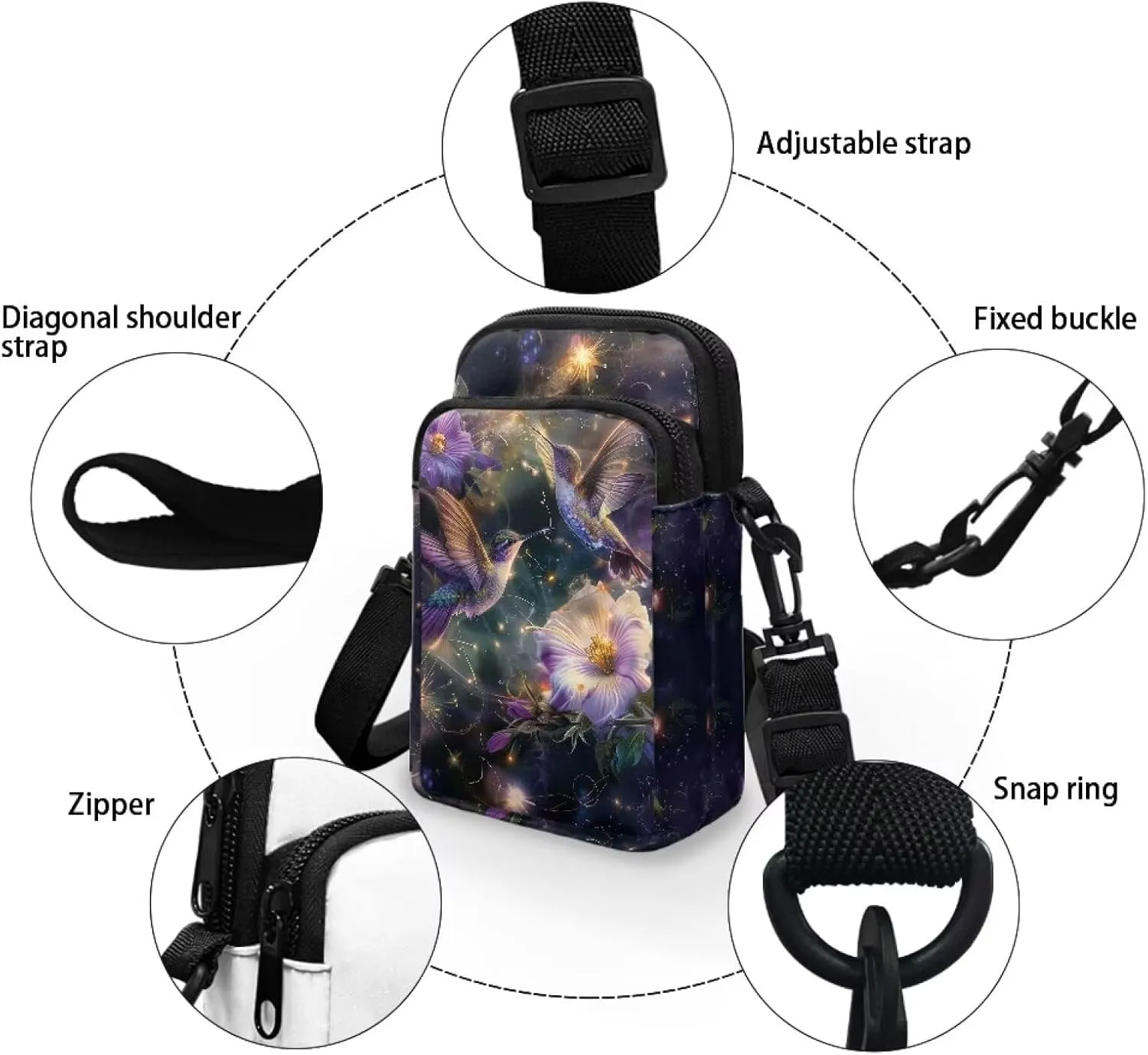 Phone Bag Purse Wallet Crossbody Bag Lightweight Roomy Pockets Smartphone Sports Armband Bag