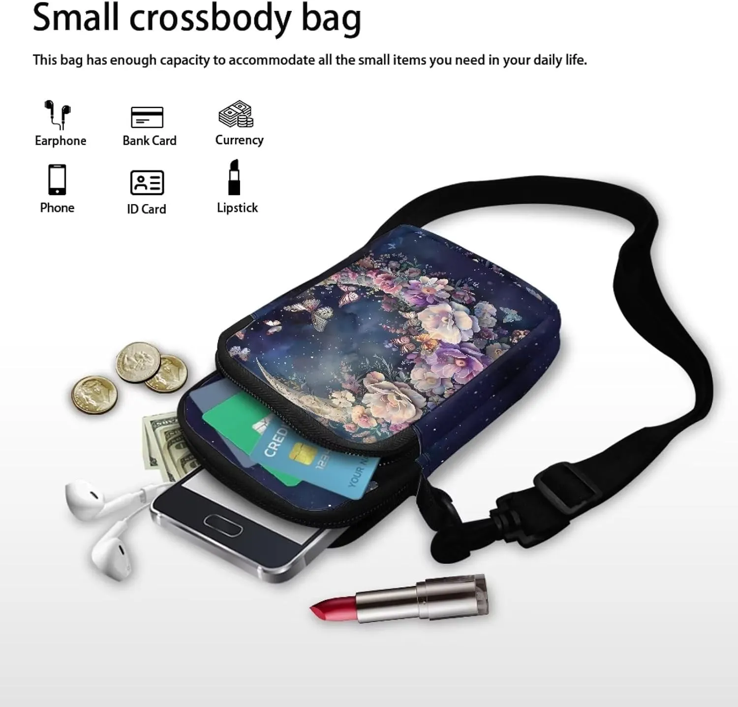 Phone Bag Purse Wallet Crossbody Bag Lightweight Roomy Pockets Smartphone Sports Armband Bag