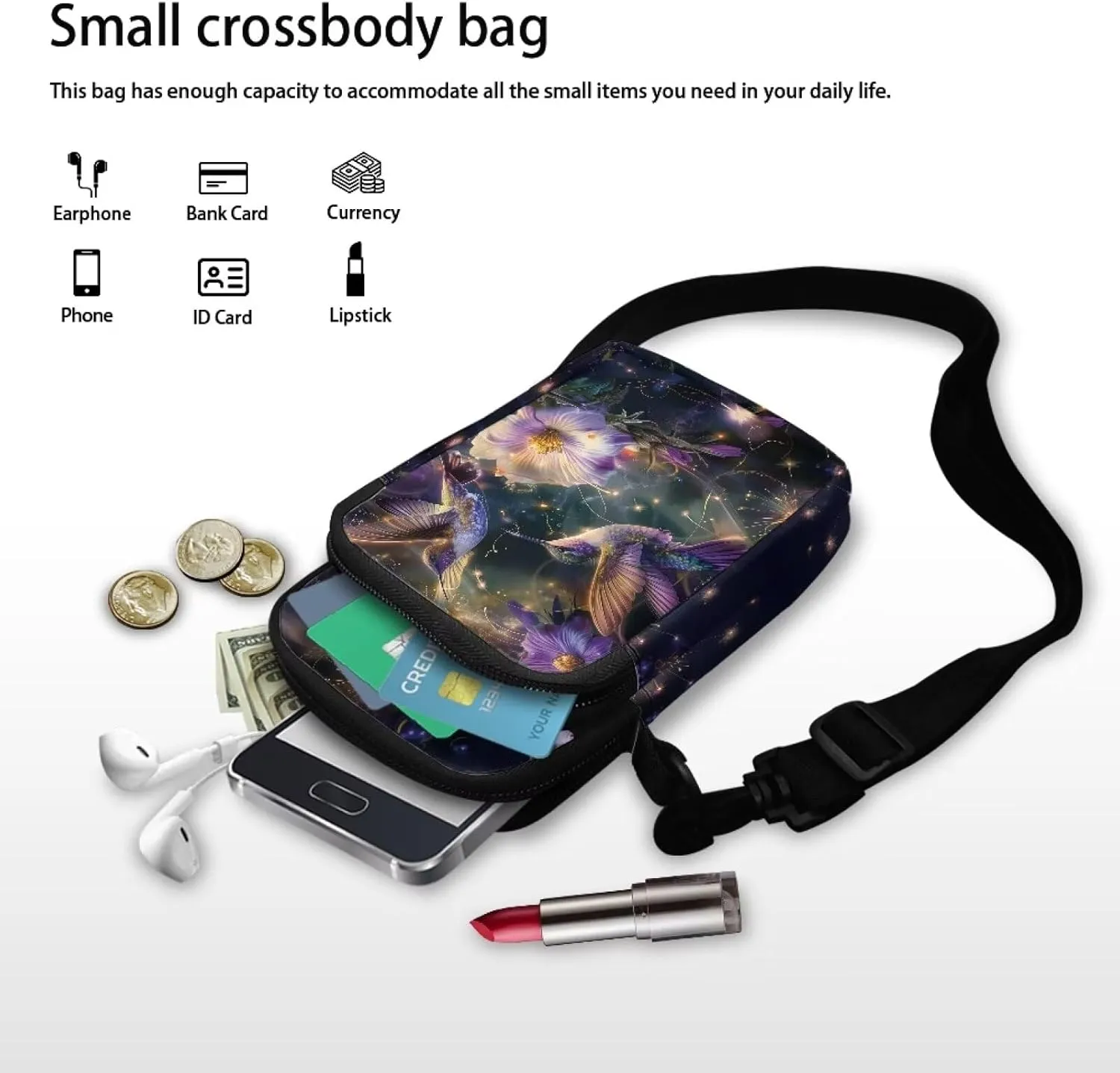 Phone Bag Purse Wallet Crossbody Bag Lightweight Roomy Pockets Smartphone Sports Armband Bag