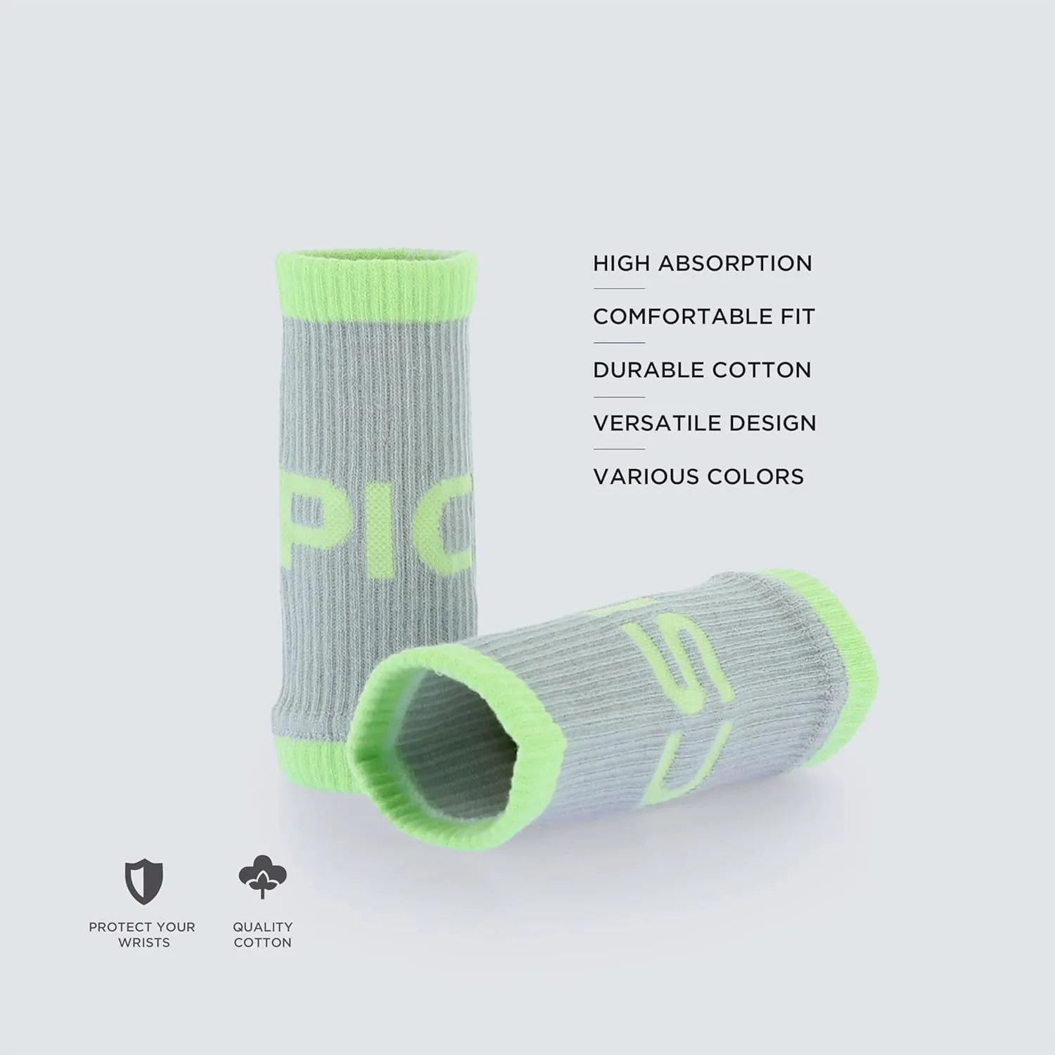 PICSIL Cotton Sports Wristbands - Absorbent, Breathable and Comfortable - for Gym, Running, Tennis and More - Unisex