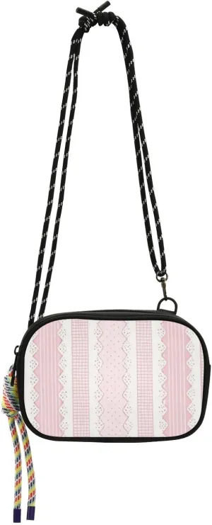 Pink Fresh Lace Stripes West Crossbody Purse Women Waterproof with Credit Card Slots Messenger Bag Crossbody For Hiking Traveling bolsa de mano para mujer
