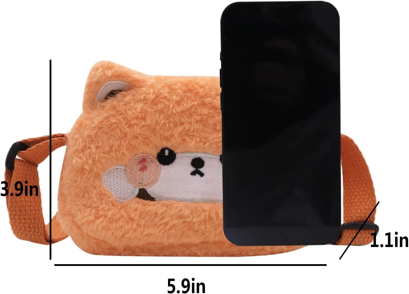 Plush Animal Shoulder Bag Cute Toddler Kids Crossbody Purse Small Coin Purse Messenger Bag for Girls Women,Orange