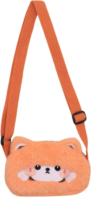 Plush Animal Shoulder Bag Cute Toddler Kids Crossbody Purse Small Coin Purse Messenger Bag for Girls Women,Orange