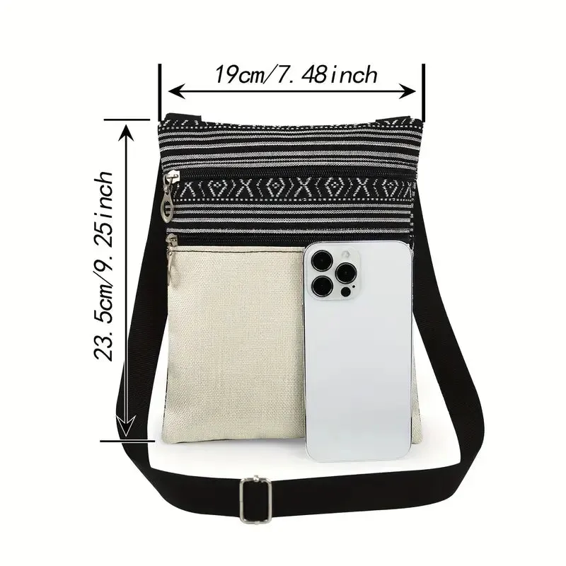 Polyester Casual Cartoon Cat Print Crossbody Bag with Adjustable Strap