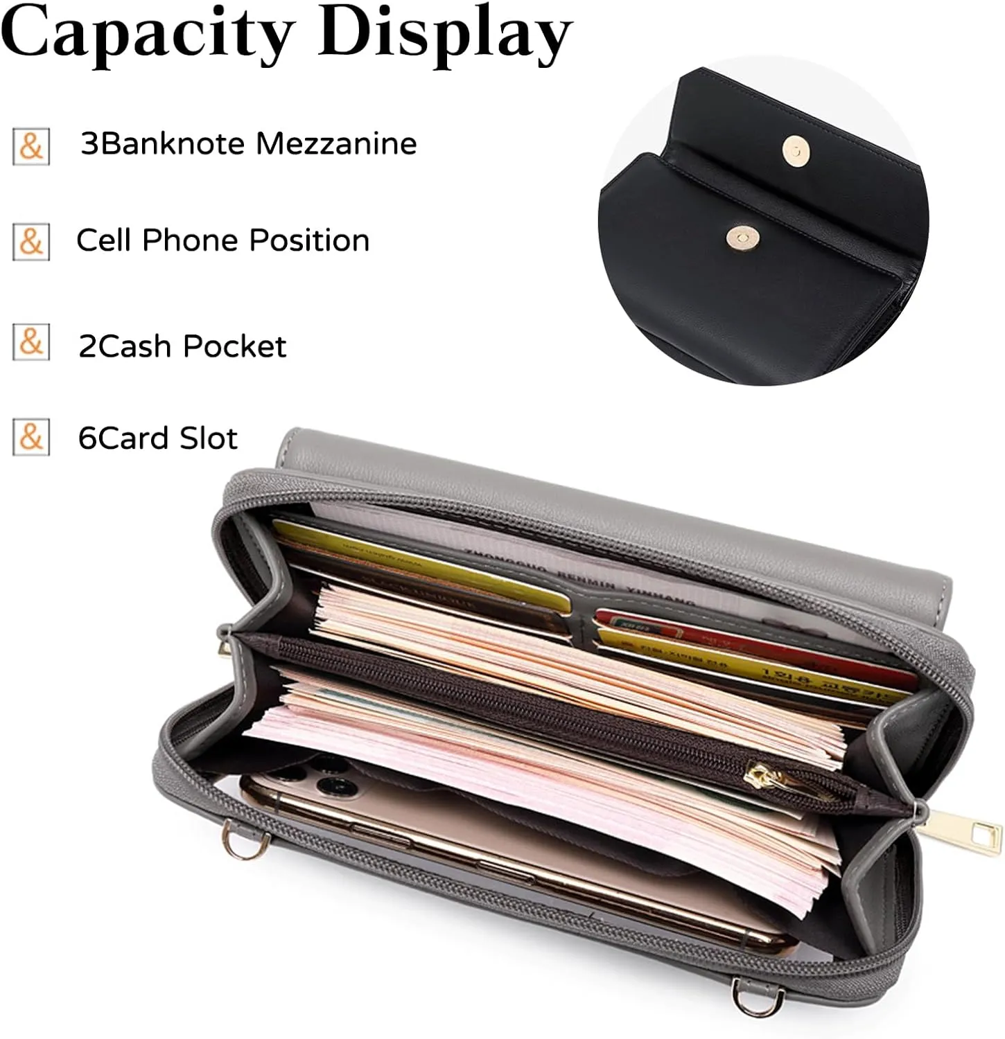 PORRASSO Touch Screen Crossbody Phone Bag Fashion Wallet Women's Shoulder Bag Clutch RFID Blocking Purse PU Wallet for Party Wedding Travelling Red
