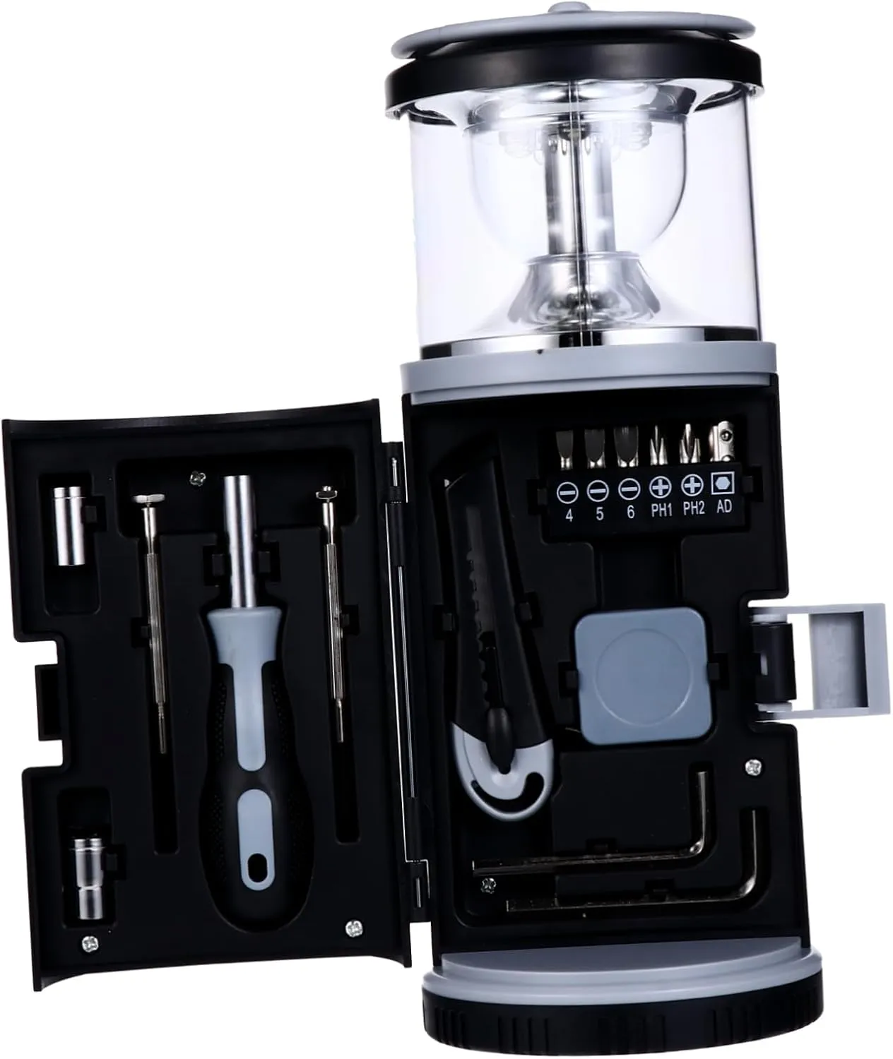 Portable Camping Lamp Flashlight Solar Rechargeable Multi-Function Handheld Led with Screwdriver Tool