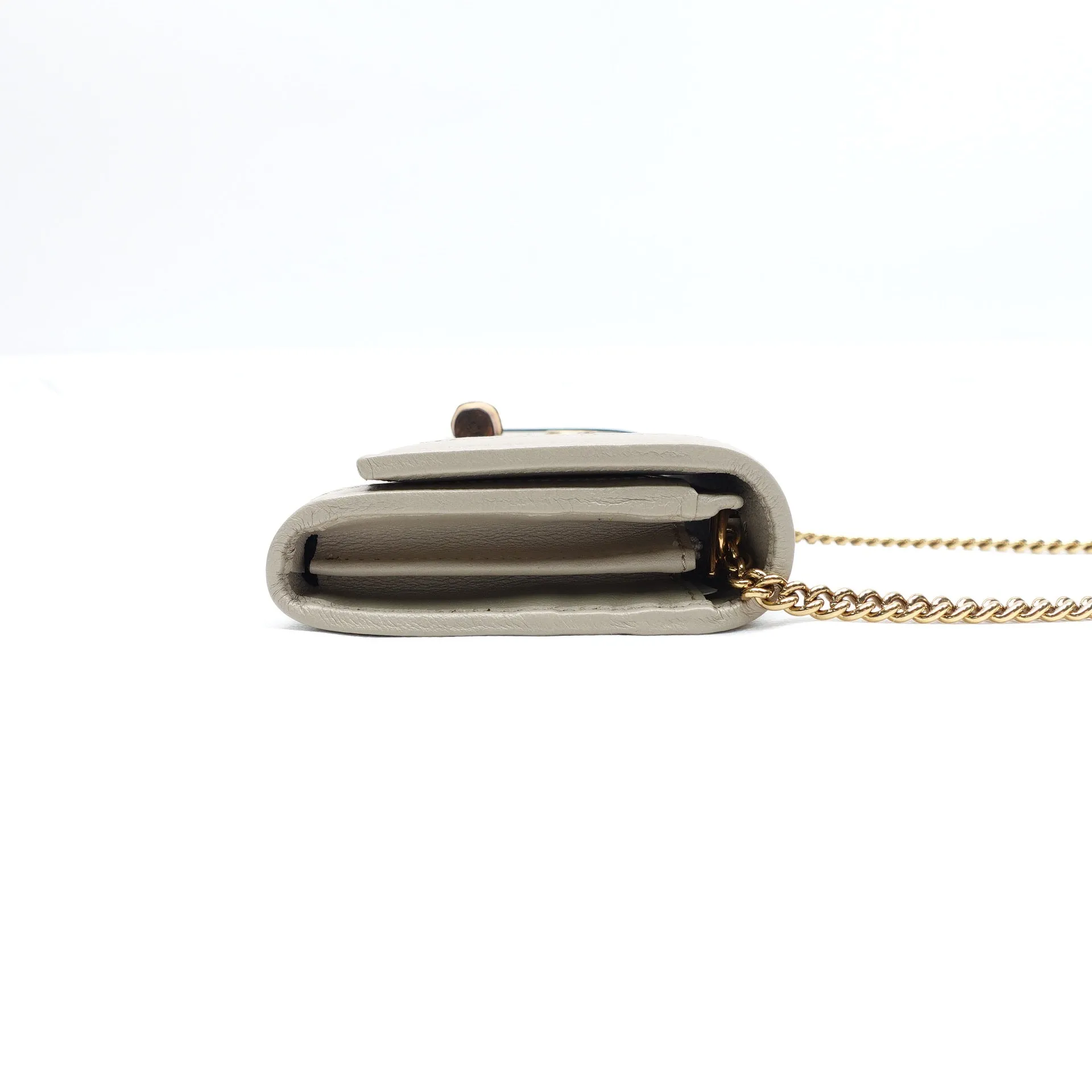 PRE-OWNED GG Wonka Grain Calfskin Diana Chain Wallet